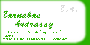 barnabas andrassy business card